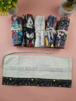 12/24/36/48/72 Hole Colorful Cloth Pencil Case Antique Aesthetics Stationery Cosmetic Pencil Storage Bag Stationery Box 050045