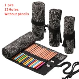 12/24/36/48/72 Hole Colorful Cloth Pencil Case Antique Aesthetics Stationery Cosmetic Pencil Storage Bag Stationery Box 050045