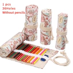 12/24/36/48/72 Hole Colorful Cloth Pencil Case Antique Aesthetics Stationery Cosmetic Pencil Storage Bag Stationery Box 050045