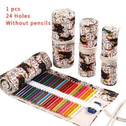 12/24/36/48/72 Hole Colorful Cloth Pencil Case Antique Aesthetics Stationery Cosmetic Pencil Storage Bag Stationery Box 050045