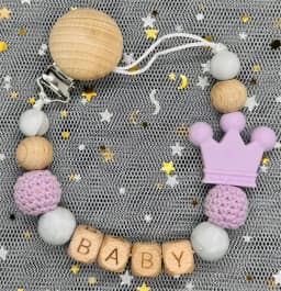 Custom Name Silicone Beads Wooden Ring Pacifier Clips Safe Teething Chains Baby Teether Eco-friendly Dummy Beech Clips Holder