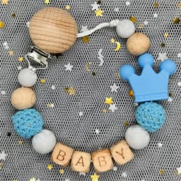 Custom Name Silicone Beads Wooden Ring Pacifier Clips Safe Teething Chains Baby Teether Eco-friendly Dummy Beech Clips Holder