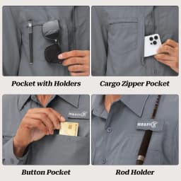 Summer Men's UPF 50+ Casual Long Sleeve Fishing Shirts, Lightweight Tactical Button Down Shirt with Breathable Back Mesh