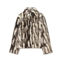 ETJ 2025 winter women's new fashion animal print natural color imitation fur standing collar jacket warm short coat