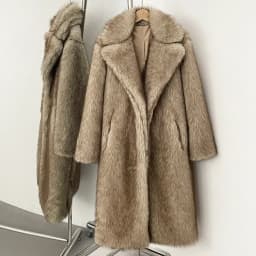OFTBUY Long Faux Fur Jacket Fashion European Style Lapel Fur Coat Eco-friendly Covered Button Loose Casual Women Coats Winter