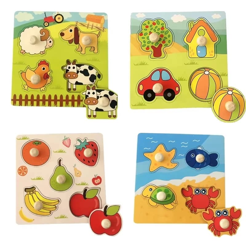 Baby Montessori Puzzles Wooden Toys for Children 1 2 3 Years Educational Learning Kids Games Child Birthday Gifts