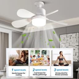 16 Inch 2-in-1 Ceiling Fan with Light Remote Control Fan Lights Dimmable E27 Socket Bedroom Living Room Kitchen Office Bathroom