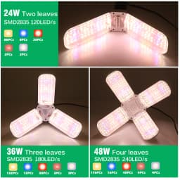 24W 36W 48W Foldable LED Grow Light Full Spectrum E27 Plant Growing Light Phytolamp Bulb For Indoor Plants Flower Seedling