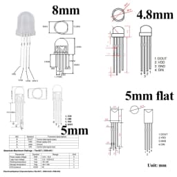 5v Ws2812 5mm Led Rgb Dip Diode Dream Color Addressable Full Color Clear Diffuse Neon Pixel Light Ws2812b Diy Drone Light