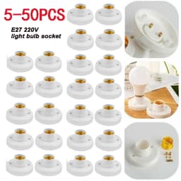 5-50pcs E27 Screw Cap Socket White Gold Ceiling Light Lamp Bulb Fixing Base Stand Light Bulb Holder Lamp Socket For Home 6A 250V
