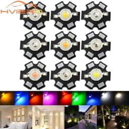 10X 20mm 3V 1W 3W High Power Chip Light Bead White Red Blue Green Led Beads Emitter LED Bulb Diodes Lamp with Star Min Heatsink