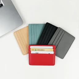 Candy Color PU Leather Card Holder - Multi-Slot Slim Wallet for Credit/ID Cards
