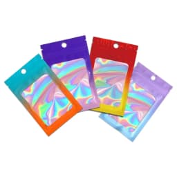 20-50pcs Thicken Ziplock Bags Holographic Laser Color Plastic Pouch For DIY Jewelry Retail Storage Pouch Zip Lock Bag NO Hole