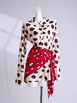 Nibber Music Festival Silk Scarf Strap Patchwork Dress Women Sexy Single-Breasted Full Sleeve Polka Dot Print Hottie Bodycon