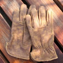 Vintage Distressed Leather Work Gloves Grain Cowhide Leather Gloves for Outdoor Camping Cycling Gardening Climbing Yard Work