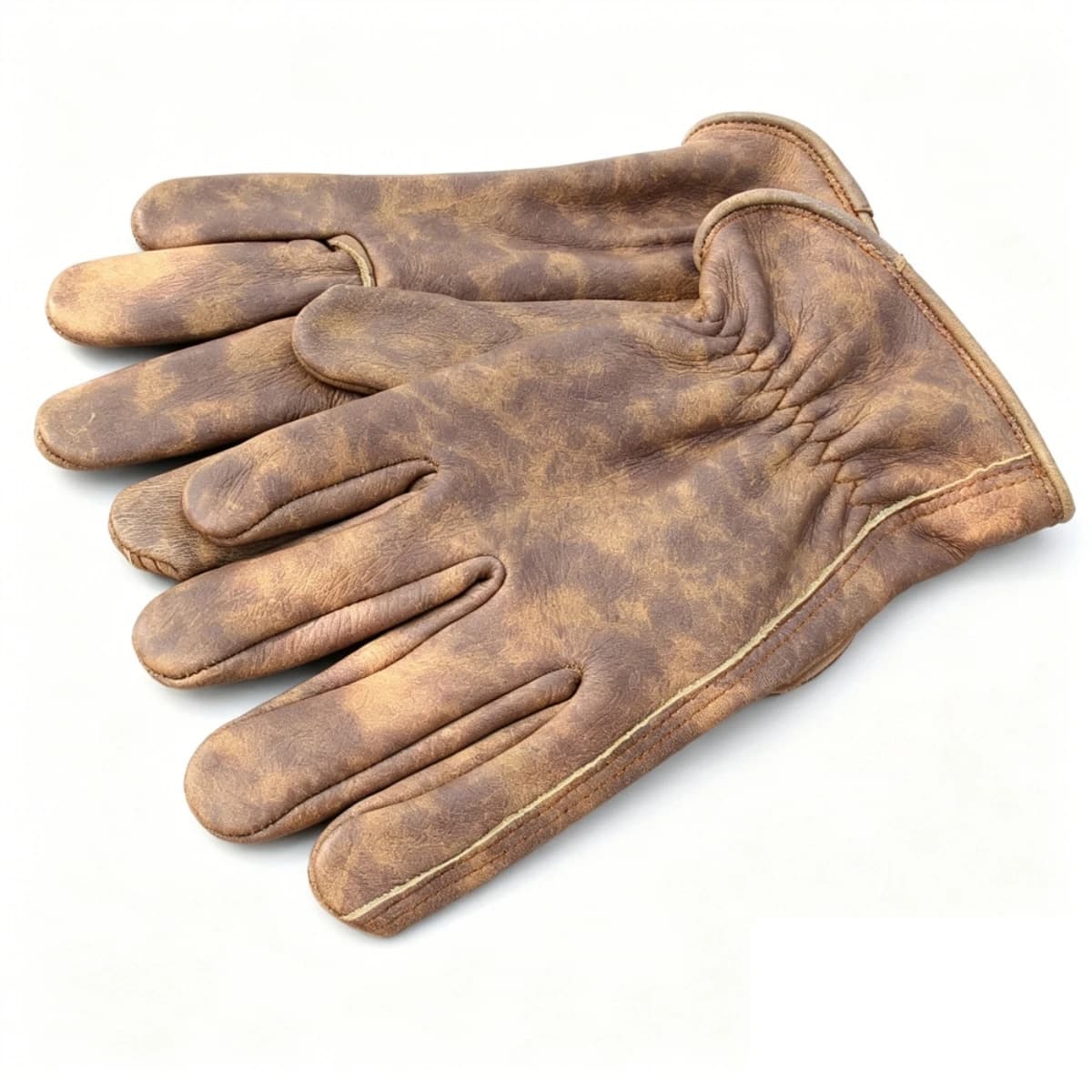 Vintage Distressed Leather Work Gloves Grain Cowhide Leather Gloves for Outdoor Camping Cycling Gardening Climbing Yard Work