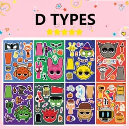 8Sheets Cool Sprunkie Stickers Sprunkie Make A Face Sticker Make Your Own Stickers Kids DIY Party Decals Gift Toy