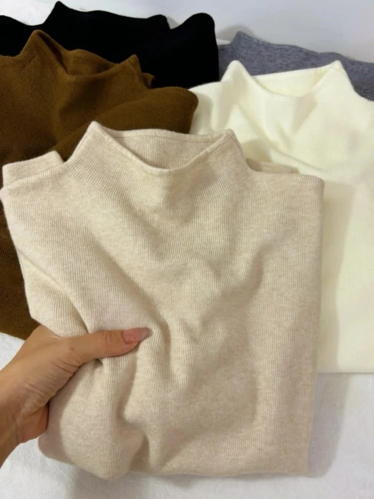 Women's Casual Vintage Knitted Long Sleeve Pullovers 2026 Autumn Winter Fashion Turtleneck Ladies Solid Sweater Woman Clothing