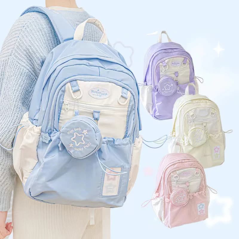 Cream Style Backpack for Students with High Appearance Simple and Cute Design Large Capacity Backpack Lightweight and Painful Ba