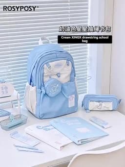 Cream Style Backpack for Students with High Appearance Simple and Cute Design Large Capacity Backpack Lightweight and Painful Ba