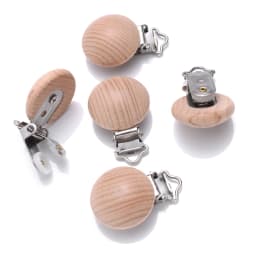 10Pcs Metal Wooden Dummy Nipples Holder Food Grade Chewable Teething Clips DIY Wood Beech Baby Pacifier Chain Nursing Teether