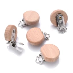 10Pcs Metal Wooden Dummy Nipples Holder Food Grade Chewable Teething Clips DIY Wood Beech Baby Pacifier Chain Nursing Teether