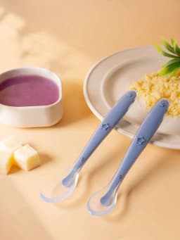 2pcs Baby Silicone Spoon Set Learning Spoon Set Stars Tableware Kids Soft Silicone Feeding Spoon Training Baby Reborn Silicone