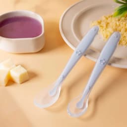 2pcs Baby Silicone Spoon Set Learning Spoon Set Stars Tableware Kids Soft Silicone Feeding Spoon Training Baby Reborn Silicone