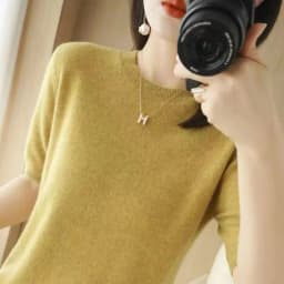 Spring and Summer New Short-sleeved Women O-neck Slim Wool Cotton Blend Pullover Vest T-shirt Knitted Base Sweater
