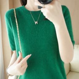Spring and Summer New Short-sleeved Women O-neck Slim Wool Cotton Blend Pullover Vest T-shirt Knitted Base Sweater