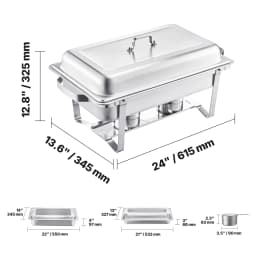 SucceBuy 8 Qt 4 Pack Chafing Dish Buffet Set Stainless Steel Chafer with 2 Full Size and 4 Half Size Pans Catering Warmer Server