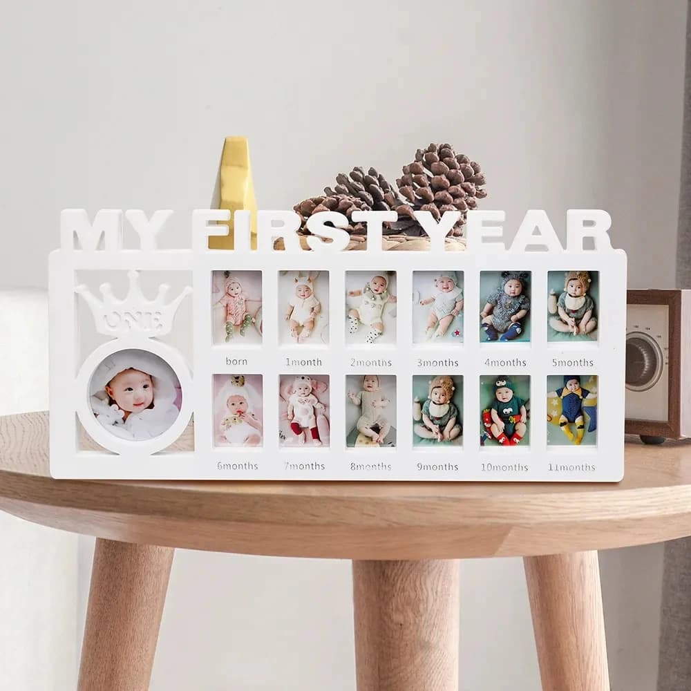 Baby Keepsake Frame 0-12 Months Pictures My First Year Photo Frame Newborn Memory Gifts
