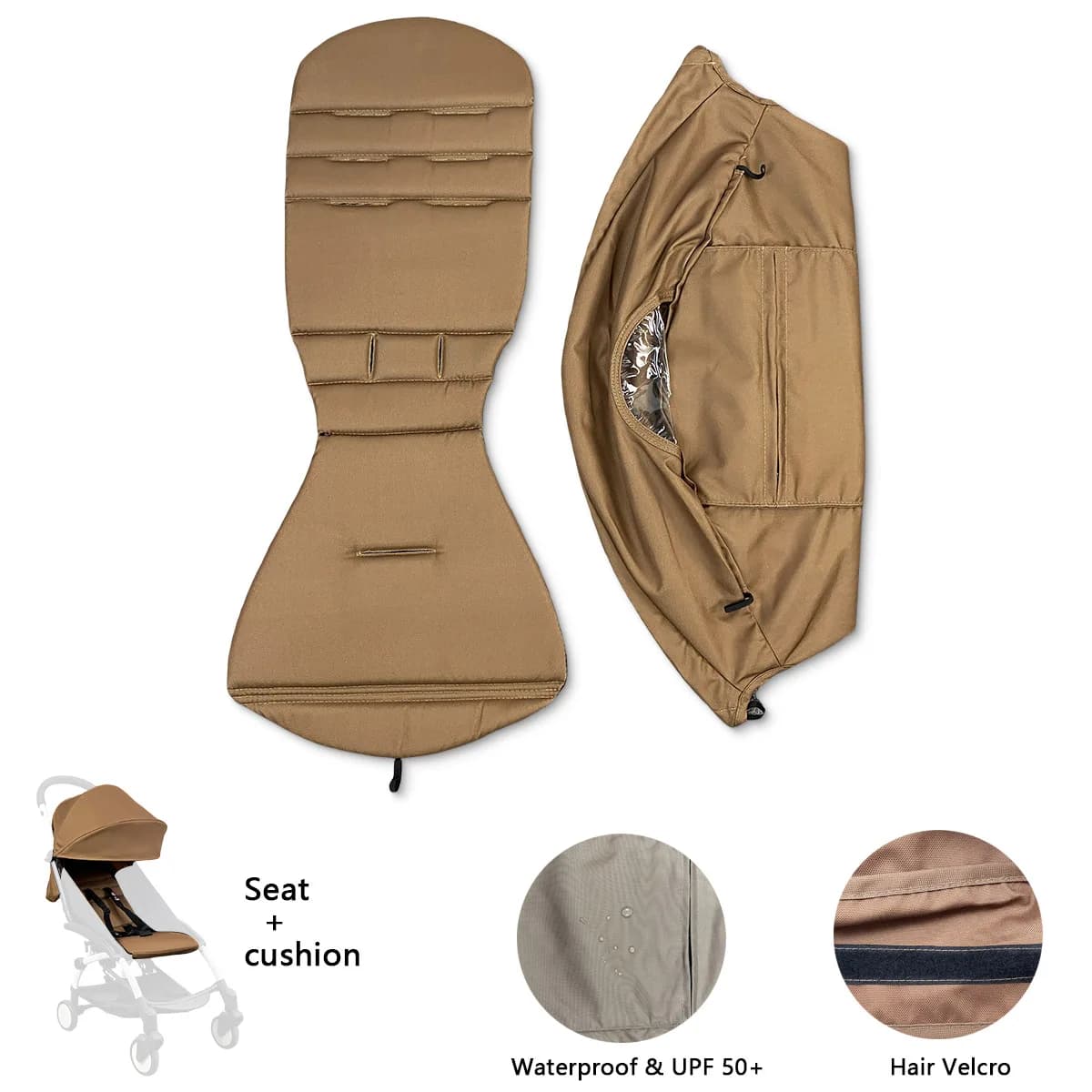 175 Stroller Accessories Canopy Cover Seat Cushion Compatible With Babyzen YOYO Cover Seat Mattress With Back Zipper Pocket
