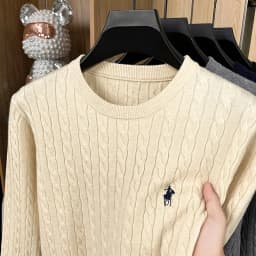 Luxury Men's Brand Spring High Quality Knit Sweater Round Neck Jacquard Embroidery Long Sleeves Pullover Leisure Fashion Men's C