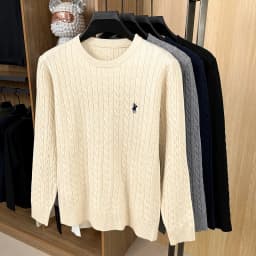 Luxury Men's Brand Spring High Quality Knit Sweater Round Neck Jacquard Embroidery Long Sleeves Pullover Leisure Fashion Men's C