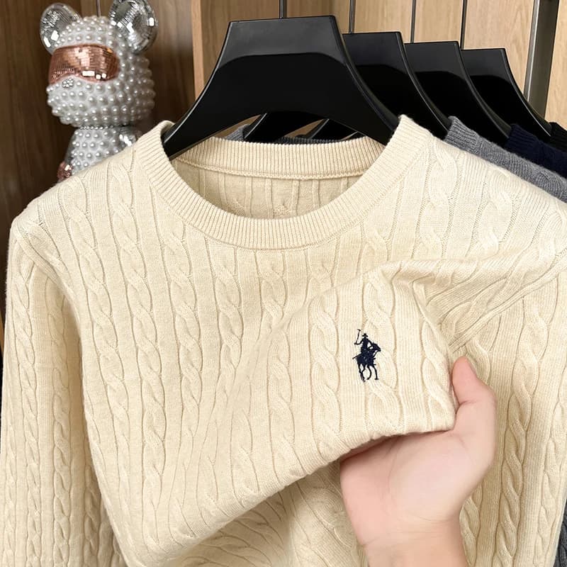 Luxury Men's Brand Spring High Quality Knit Sweater Round Neck Jacquard Embroidery Long Sleeves Pullover Leisure Fashion Men's C
