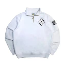 Y2K Navy Blue Quarter Zip Sweatshirt USA Embroidered American Flag Patch Jacket Men Women Vintage Streetwear Fashion Trend Top
