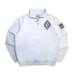 Y2K Navy Blue Quarter Zip Sweatshirt USA Embroidered American Flag Patch Jacket Men Women Vintage Streetwear Fashion Trend Top
