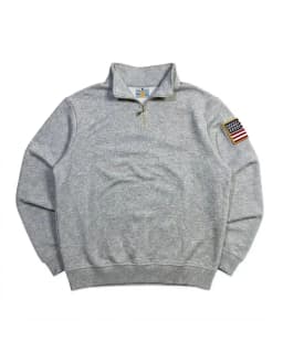 Y2K Navy Blue Quarter Zip Sweatshirt USA Embroidered American Flag Patch Jacket Men Women Vintage Streetwear Fashion Trend Top
