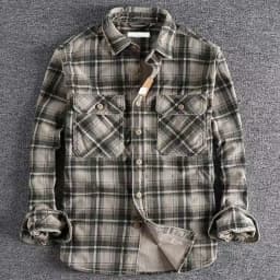 Spring Autumn Men's Plaid Long Sleeve Shirt Japanese Vintage Fashion Comfortable Corduroy Artistic Trendy Classic Shirts Tops