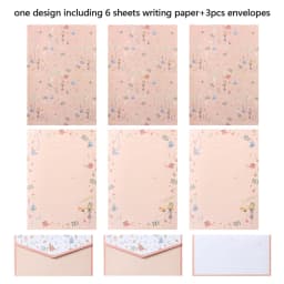 6Pcs Differrent Design Writing Paper With 3Pcs Envelopes Cartoon Pattern Vintage Floral Letter Stationery School Office Supplies