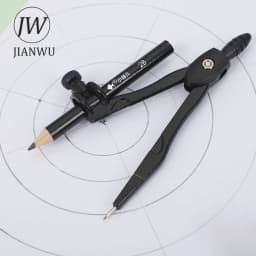 JIANWU Black Metal Compass Geometry Set Zinc Alloy Multifunction-clip Pen Compass Writing Drawing Tools School Office Stationery