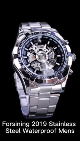 Forsining 2021 Stainless Steel Waterproof Mens Skeleton Watches Top Brand Luxury Transparent Mechanical Sport Male Wrist Watches