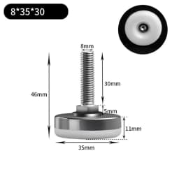 Leveling Foot Base, M6, M8, M10, Screw Height Adjustable, Dia 30mm, 35mm, 43mm, 50mm, 2 Pcs, 4 Pcs, 8 Pcs