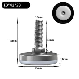 Leveling Foot Base, M6, M8, M10, Screw Height Adjustable, Dia 30mm, 35mm, 43mm, 50mm, 2 Pcs, 4 Pcs, 8 Pcs