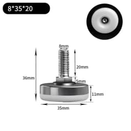 Leveling Foot Base, M6, M8, M10, Screw Height Adjustable, Dia 30mm, 35mm, 43mm, 50mm, 2 Pcs, 4 Pcs, 8 Pcs