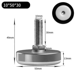 Leveling Foot Base, M6, M8, M10, Screw Height Adjustable, Dia 30mm, 35mm, 43mm, 50mm, 2 Pcs, 4 Pcs, 8 Pcs