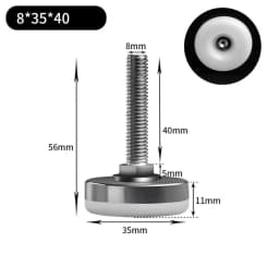 Leveling Foot Base, M6, M8, M10, Screw Height Adjustable, Dia 30mm, 35mm, 43mm, 50mm, 2 Pcs, 4 Pcs, 8 Pcs