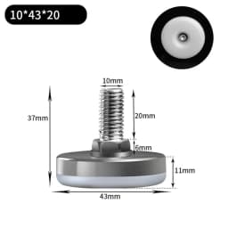 Leveling Foot Base, M6, M8, M10, Screw Height Adjustable, Dia 30mm, 35mm, 43mm, 50mm, 2 Pcs, 4 Pcs, 8 Pcs