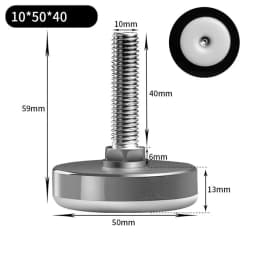 Leveling Foot Base, M6, M8, M10, Screw Height Adjustable, Dia 30mm, 35mm, 43mm, 50mm, 2 Pcs, 4 Pcs, 8 Pcs